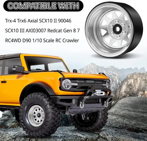 Miniatura 4 de OGRC 4 piezas de ruedas de aluminio de 1.9 pulgadas con Beadlock y offset negativo para TRX4 TRX6 SCX10 I II III 90046 AXI03007 Redcat GEN7 GEN8