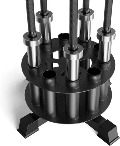 EVERYMATE Vertical Barbell Rack - Heavy-Duty Steel Organizer, Barbell Holder Floor Stand, Fits 2" Olympic Bars with Scratch-Resistant Inserts, R: