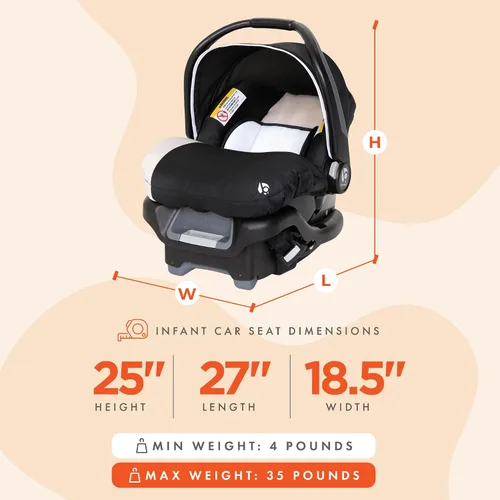 Miniatura 2 de Baby Trend Ally Sistema de Viaje con Asiento de Automóvil Portátil para Bebé Recién Nacido con Arnés y Funda Extra Acogedora para Bebés de Hasta 35