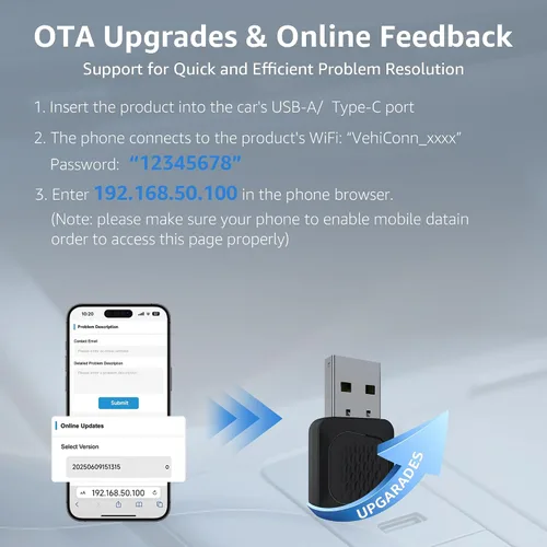 Miniatura 9 de Ayake Adaptador inalámbrico Android Auto, Edición Mini más pequeña, Convierte Android Auto con cable a inalámbrico, Adaptador Plug & Play, Diseño