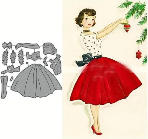Dress Lady - Plantilla de troqueles de metal troquelada, plantillas de corte para dama, plantillas de corte para manualidades, álbumes de recortes,