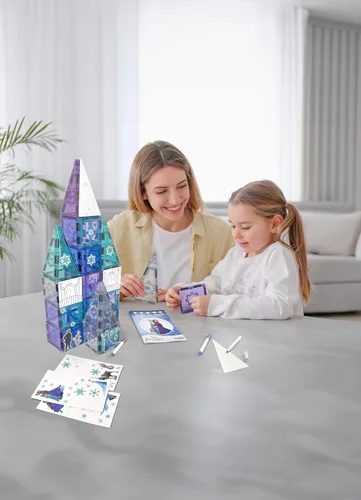 Miniatura 8 de Tytan Toys Disney Frozen - Azulejos magnéticos de castillo de princesa, juego de construcción STEAM de 68 piezas con azulejos con purpurina