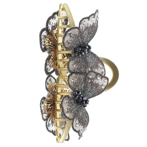 Miniatura 2 de FRCOLOR Pinzas de mariposa para el cabello, horquillas de metal grandes con borla de mariposa, diamantes de imitación con purpurina, pinzas