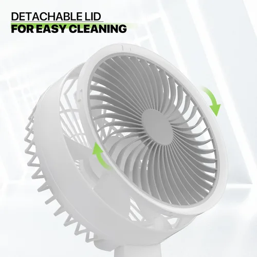 Miniatura 8 de Magshion Ventilador de escritorio plegable de 7.5 pulgadas con luz nocturna, ventilador pequeño oscilante de 120°, 4 velocidades, alimentado por USB