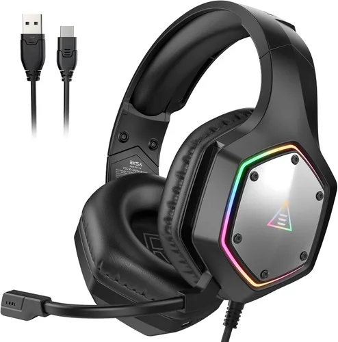 Miniatura 12 de EKSA E1000WT Wireless Gaming Headset,2.4GHz USB Gaming Headphones with Microphone for PC, PS5, PS4, Nintendo Switch, 7.1 Surround Sound Headset, RGB