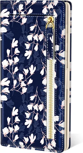 Miniatura 30 de Billetera de cuero genuino de lujo para mujer con bloqueo RFID, compacta, plegable, con ventana para identificación, Gato negro, Moderno