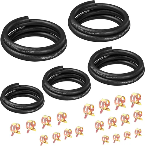 smseace Kit de manguera de combustible de 5 tamaños de 3.3 pies, 25 piezas, 3/8 pulgadas, 1/2 pulgadas, 5/16 pulgadas, 1/4 pulgadas, 3/16 pulgadas,