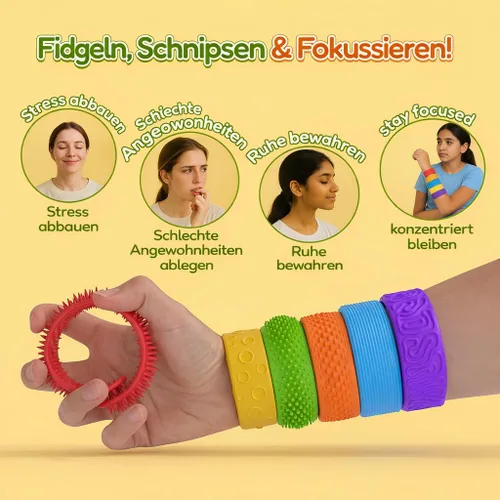 Miniatura 4 de Pulseras sensoriales para niños y adultos, 6 pulseras texturizadas para aliviar el estrés para niños con autismo, TDAH, ansiedad, recompensas