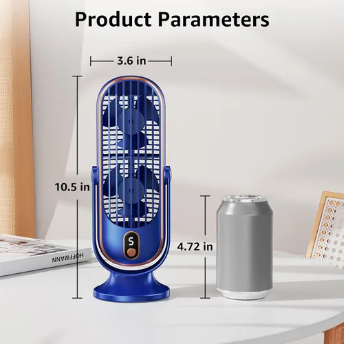 Miniatura 2 de Ventilador de torre, ventilador de escritorio portátil con opciones de 5 velocidades, doble circulación de aire, ventilador de mesa silencioso