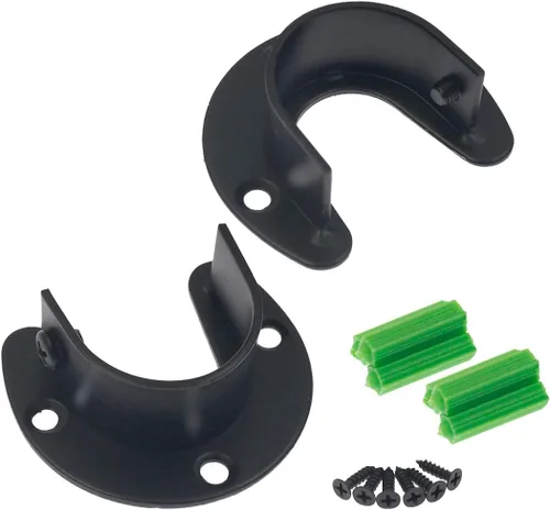 Miniatura 2 de 2 piezas de enchufe de varilla de acero inoxidable resistente, soporte para armario, soporte de barra de brida, soportes de extremo de barra