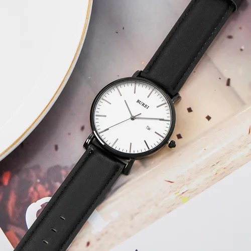 Miniatura 4 de BUREI - Reloj de pulsera analógico para hombre con fecha, extensible de malla de acero inoxidable