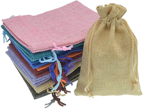 Miniatura 19 de 50 bolsas de arpillera blanca con cordón, bolsas pequeñas de lino de 2.7 x 3.5 pulgadas, bolsas de regalo para joyas, bolsas de dulces para Navidad