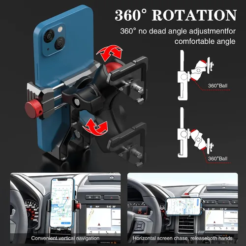 Miniatura 4 de EASEORD Soporte de teléfono compatible con Ford F-150 2015-2020, Expedition 2018-2021, Super Duty 2017-2021, 360 Rotación de aluminio F150 Soporte
