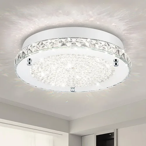 Miniatura 13 de Lámpara de techo de cristal de montaje empotrado, moderna lámpara de techo LED de 4000 K, lámpara de techo redonda de 8 pulgadas para espacios