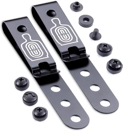 Miniatura 36 de HolsterSmith - Clip universal de metal para cinturón para hacer fundas, modelo 5, (3 agujeros), color negro táctico
