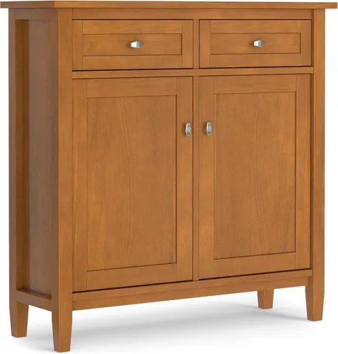 Miniatura 27 de Simpli Home - Mueble bajo Warm Shaker para almacenamiento, Pino, Marrón (Tobacco Brown)