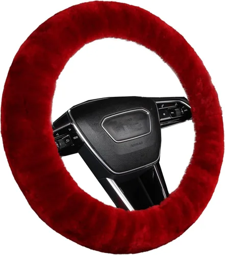 Miniatura 23 de OGLAND - Funda para volante de automóvil de lana de oveja esponjosa suave y esponjosa para vehículo automotriz universal, para mujer y hombre, 14