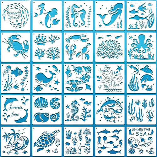 Miniatura 7 de SUNFEEL Paquete de 9 Plantillas Grandes de Mandala - Plantillas Reutilizables de 12 x 12 Pulgadas, Para Manualidades de Bricolaje de Pared y Suelo