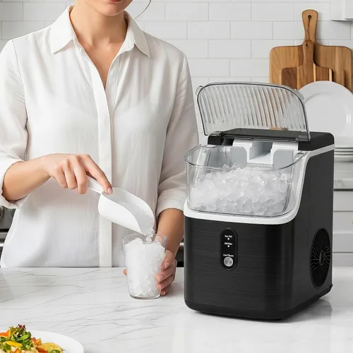 Miniatura 7 de Antarctic Star Fabricadores de Hielo en Nuggets para Encimera con Autolimpieza, 35 libras/24H, Máquina Portátil de Hielo Sónico con Negro