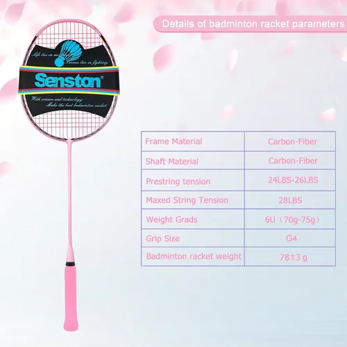 Miniatura 3 de Senston N90 Badminton Racket, 6U Single High-Grade Badminton Racquet, Professional 100% Full-Carbon Badminton Racket