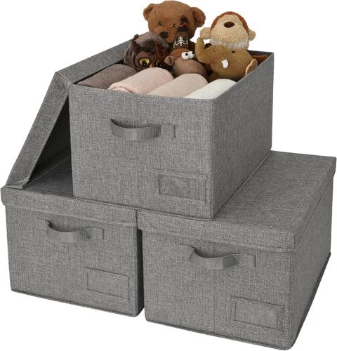 Miniatura 20 de GRANNY SAYS Cajas de tela con tapas, contenedores de almacenamiento con asas, contenedores de estante para organizar, cajas de almacenamiento extra