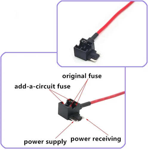 Miniatura 3 de Adaptador TAP de fusible para automóvil de calibre 16, 2 piezas, para fusibles tipo cuchilla de perfil bajo + 8 piezas de mini fusible de perfil