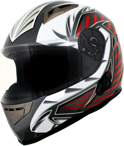 Milwaukee Helmets H520 Casco de motocicleta de cara completa negro con intercomunicador, altavoz y micrófono integrados para hombres/mujeres