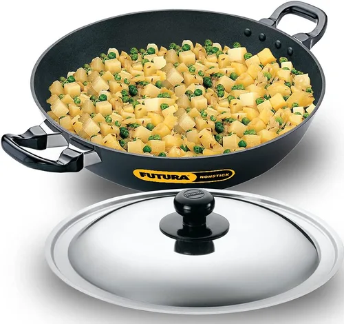 Miniatura 10 de Hawkins Futura Kadhai antiadherente 2,5 L, 10.2 in, 0.128 in con tapa SS (negro)