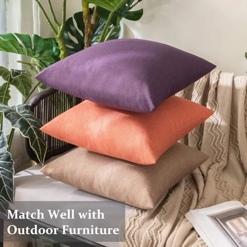 Miniatura 5 de MIULEE Paquete de 2 fundas de almohada decorativas para exteriores, impermeables, sólidas, de lino sintético, para jardín, granja, patio, tienda