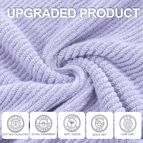Miniatura 22 de VOOVA & MOVAS Toallas de mano blancas - 100% algodón Ligeras Gruesas Secado rápido Suaves Absorbentes, paquete de 4 piezas grandes de 18