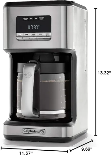 Miniatura 7 de Calphalon Cafetera programable con jarra de cristal, 14 tazas, acero inoxidable