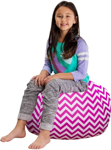 Miniatura 35 de Posh Stuffable Kids Funda de Silla Puf Rellenable para Almacenamiento de Animales de Peluche - Organizador de Juguetes Infantiles, Mediano 27