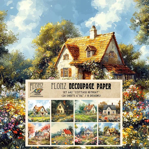 Miniatura 6 de Paquete de papel para decoupage (24 hojas 15x15 cm) # Papel con patrón estilo vintage de paisajes urbanos para decoupage, manualidades y álbumes