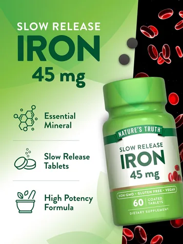 Miniatura 5 de Nature's Truth Suplemento de hierro 45 mg 60 píldoras Sulfato ferroso Vitaminas sin OMG y sin gluten para hombres y mujeres
