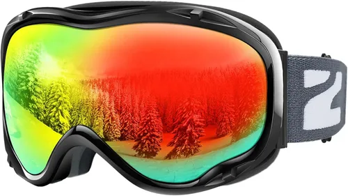 Miniatura 23 de ZIONOR Lagopus Gafas de protección UV para esquí y snowboard, antiniebla, para hombres, mujeres, jóvenes A0-vlt 10.5% Marco Blanco Lente Plata
