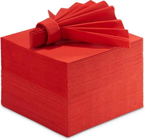 Servilletas de papel con aspecto de lino - Servilletas decorativas de color rojo tipo paño para almuerzo - Suaves y absorbentes. Para cocina,