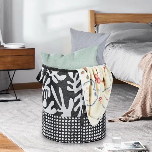 Miniatura 4 de JOMOLA Cesta de lavandería plegable grande de tela de 90 litros, cesta extensible para ropa sucia, bolsa de lavandería con asas para la familia
