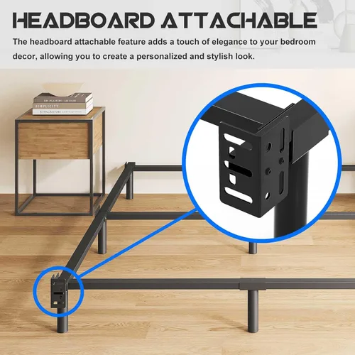 Miniatura 5 de Bedsnus Base de cama individual de 7 pulgadas, compatible con la mayoría de colchones o somier, base de cama de soporte de 6 patas, sin ruido, fácil