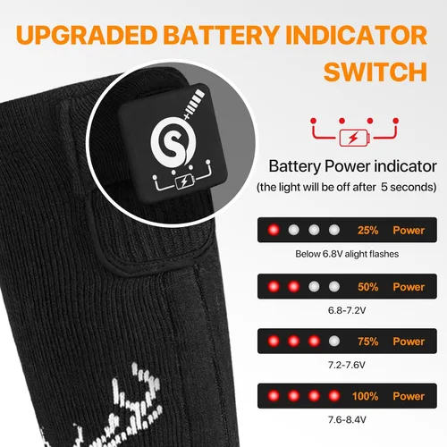 Miniatura 3 de SNOW DEER Calcetines calefactables, calentador de pies eléctrico con batería recargable para hombres y mujeres, invierno, esquí, caza, camping