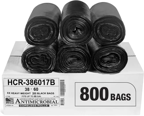 Miniatura 57 de Aluf Plastics Bolsas de basura de alta densidad, 10 galones, 1000 unidades, 6 micrones (eq), 24" x 24", transparentes, para baño, oficina