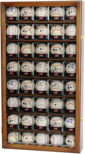 Vitrina de 40 cubos acrílicos de béisbol (nogal)