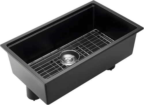 Miniatura 9 de VEVOR Fregadero de cocina de 33 pulgadas, fregadero de granito de montaje superior, lavabo de granja de un solo tazón con múltiples accesorios