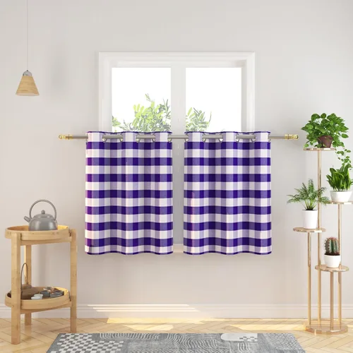 Miniatura 77 de Cortinas de 24 pulgadas de largo con diseño Buffalo Check Gingham Plaid para ventanas de cocina y baño, tratamiento para ventanas con 2 paneles