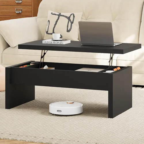 Mesa de Centro Pequeña con Tapa Elevable, Mesa de Centro Rectangular de Madera con Tapa Elevable y Compartimento de Almacenamiento Oculto, Mesas de