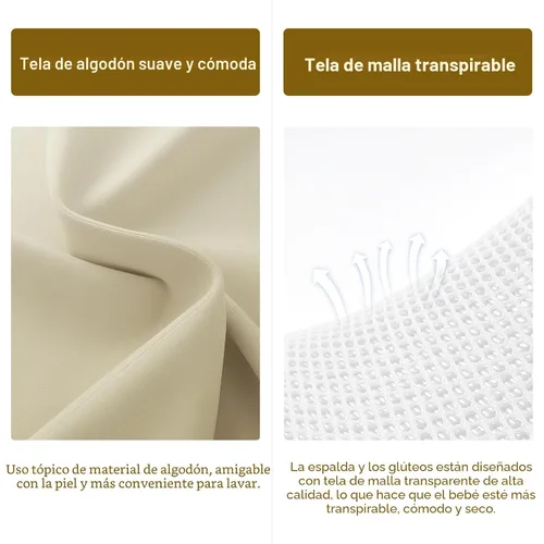 Miniatura 9 de Silla de balanceo y reclinable portátil 3 en 1 para bebé de recién nacido a niño pequeño - 4 posiciones de reclinado ajustables, tela de algodón