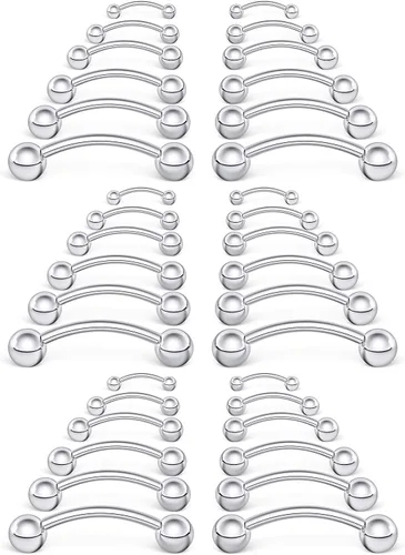 Miniatura 8 de SCERRING 18 – 36 piezas de 16 g de acero inoxidable para cejas, tragus, hélice, rook, daith, pendientes de lengua, pezón, ombligo, labio, barra