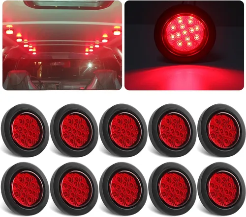 Luces de marcador LED rojas redondas de 2.5 pulgadas, 13 LED con reflectores, 10 piezas de luces de marcador laterales de separación LED redondas de