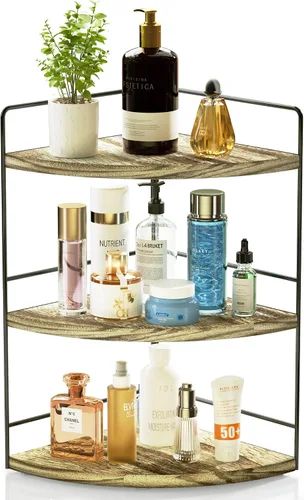Miniatura 8 de ZGO Organizador de Baño de 3 Niveles - Organizador de Encimera y Esquina, Almacenamiento de Maquillaje y Cuidado de la Piel, Estante de Encimera