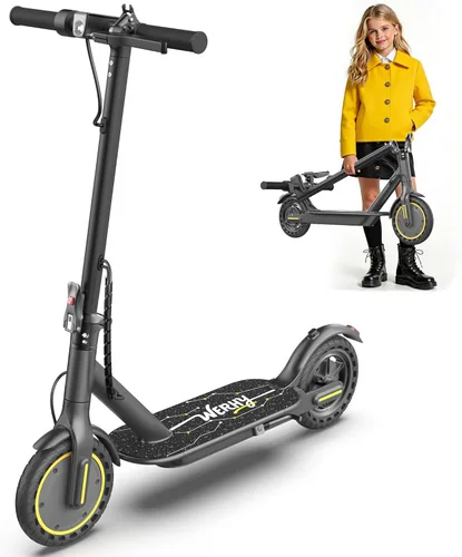 Miniatura 11 de WERHY Scooter eléctrico plegable para niños, motor de 350 W, alcance máximo de 12/16 millas, velocidad máxima de 19 MPH, neumático sólido de 8.5
