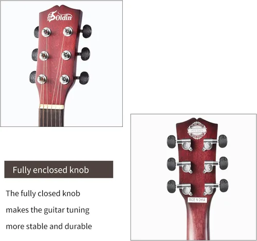 Miniatura 3 de Kit de guitarra acústica de 40 pulgadas con tapa de abeto sólido de alta calidad, con bolsa de concierto, soporte de guitarra, afinador, correa